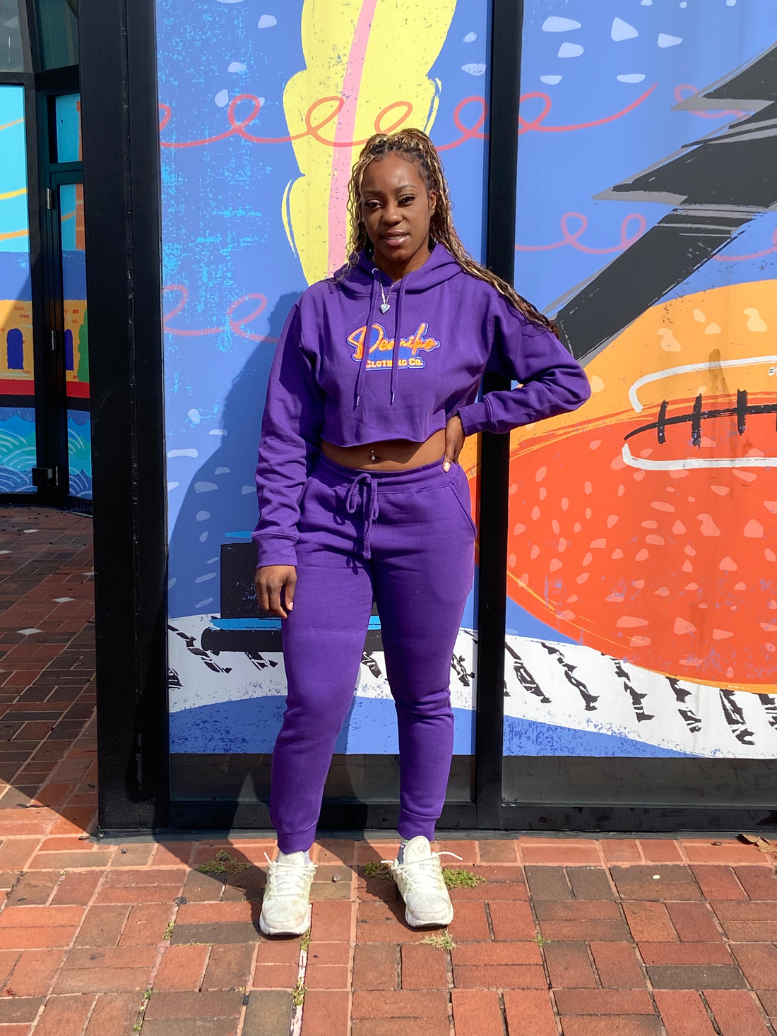 LIMITED EDITION:  2 Pc Fall Crop Top Sweat Suit Set (Purple)